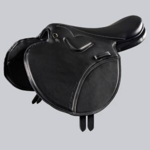 PE Leather Full Tree Exercise Racing Saddle Black