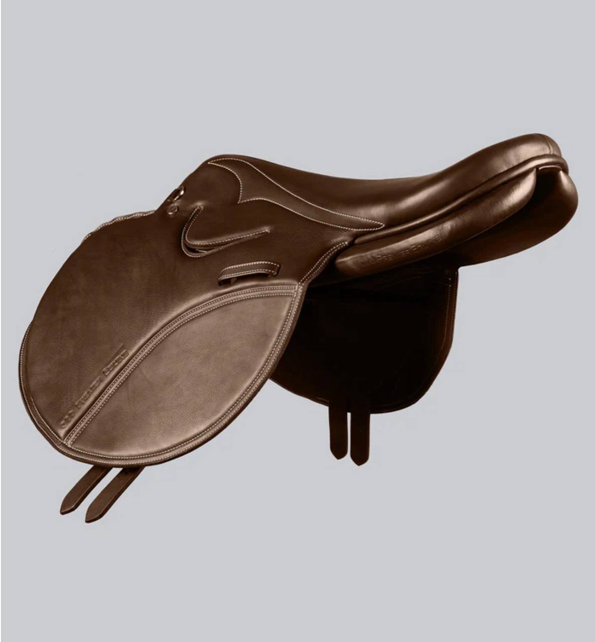 PE Leather Full Tree Exercise Racing Saddle Dark Havana - Image 2