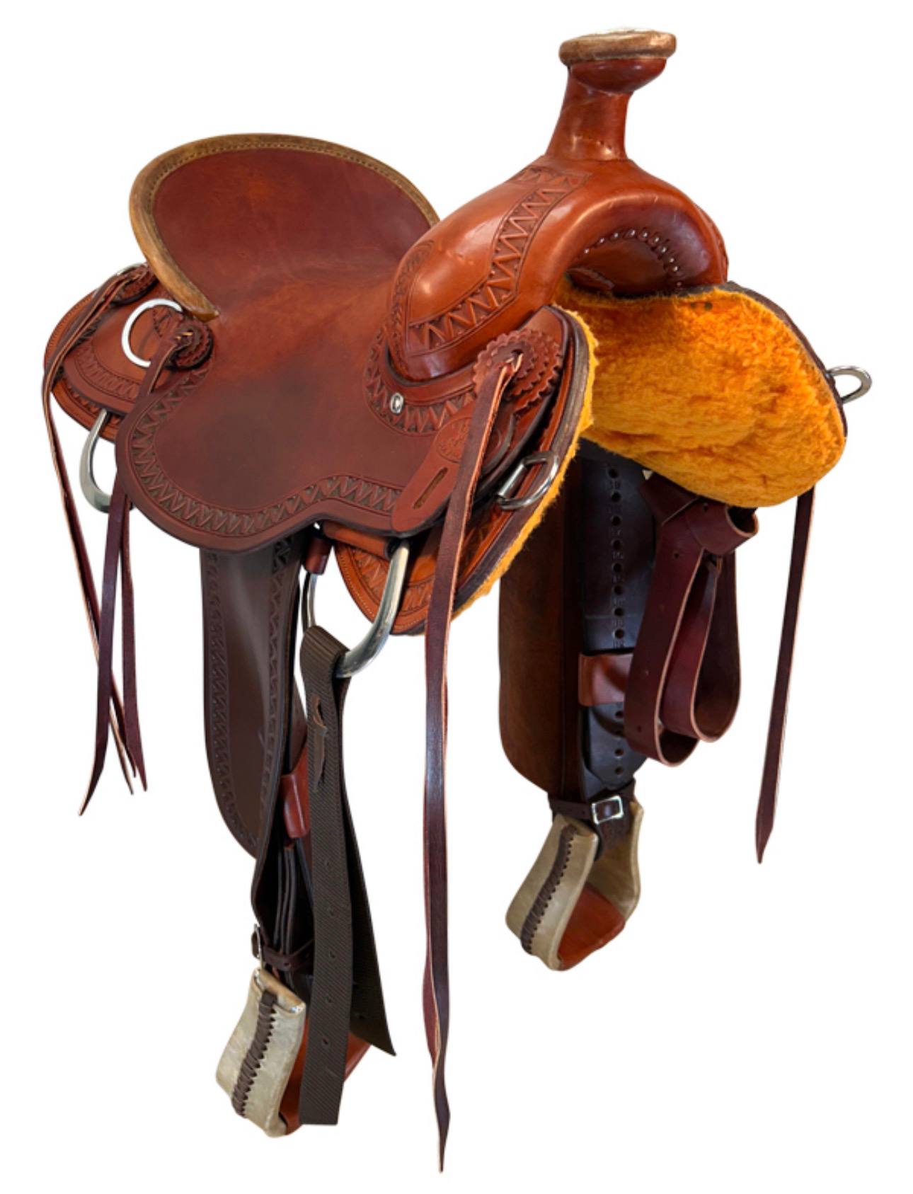 15 Inch Used Billy Cook Mule Ranch Saddle Wide Tree - Image 4