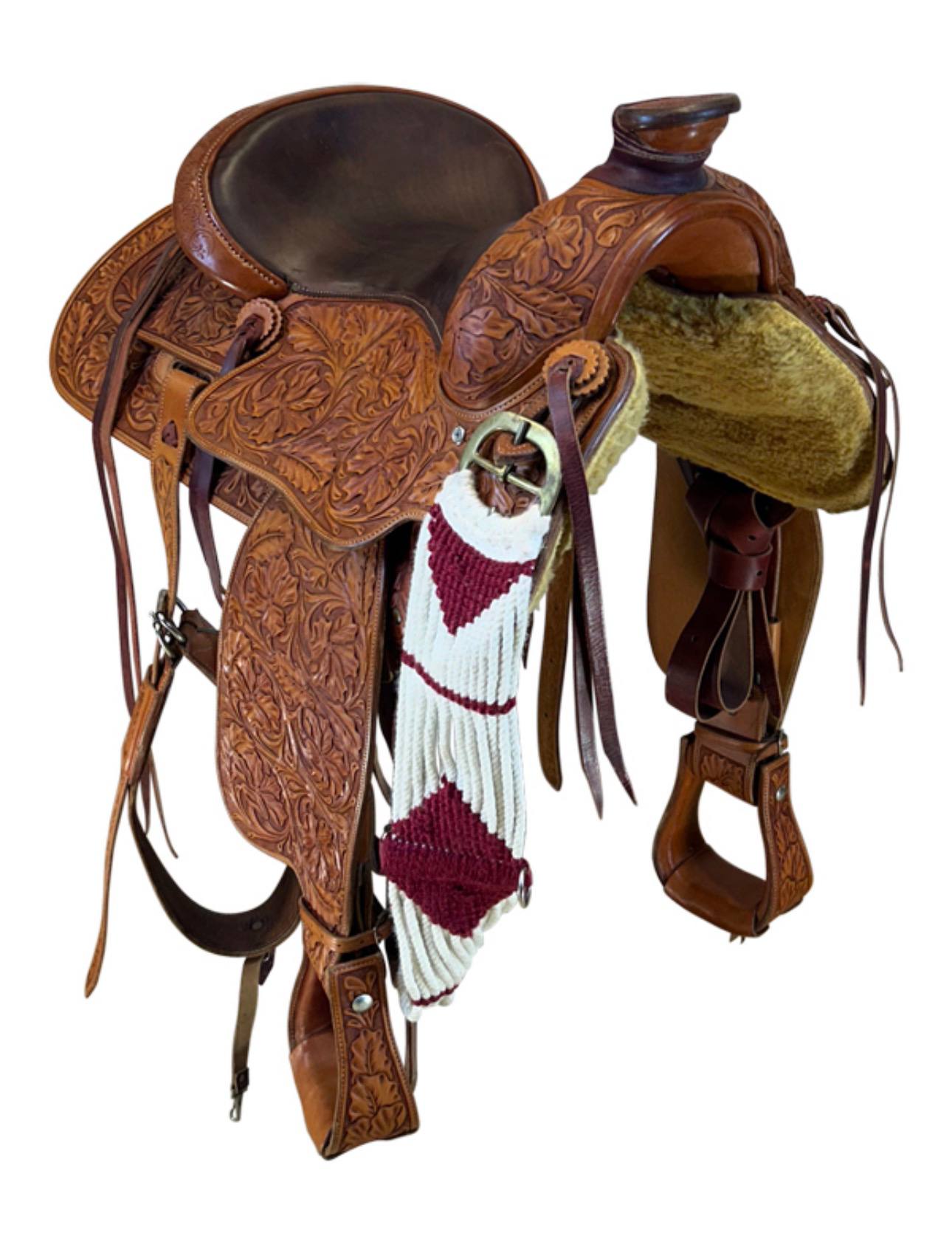15 Inch Used Jim Palm Custom Made Ranch Saddle - Image 3