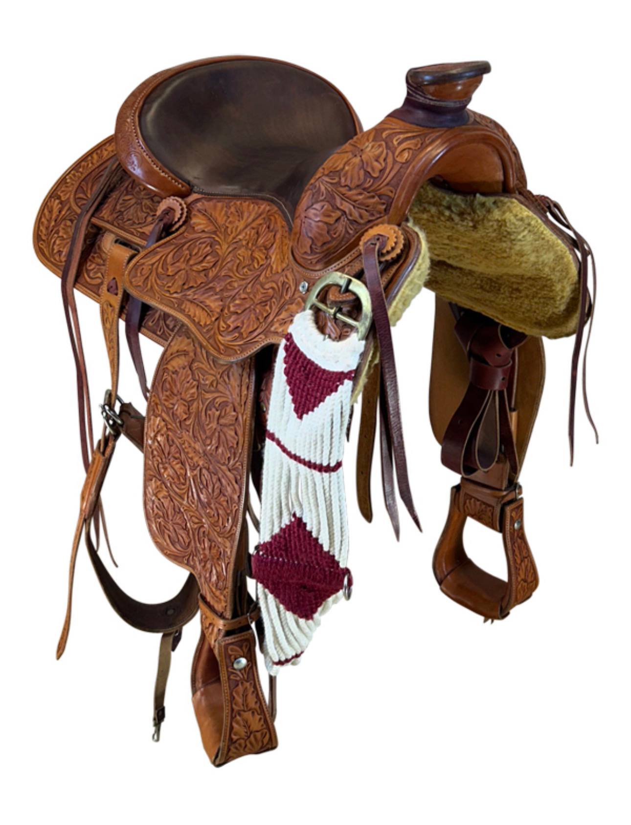 15 Inch Used Jim Palm Custom Made Ranch Saddle - Image 6