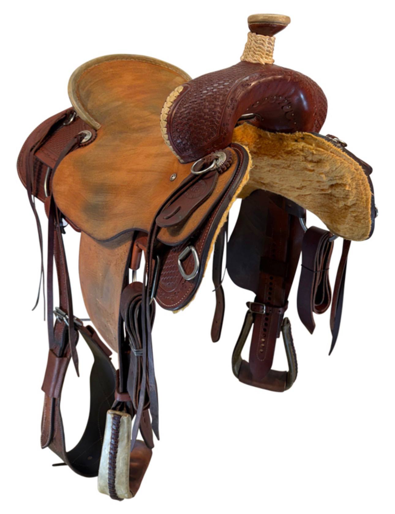 17 Inch Used HR Hud Roberts Saddlery Ranch Saddle Wide Tree 760 - Image 3