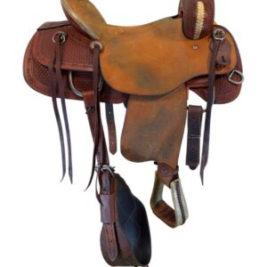 17 Inch Used HR Hud Roberts Saddlery Ranch Saddle Wide Tree 760