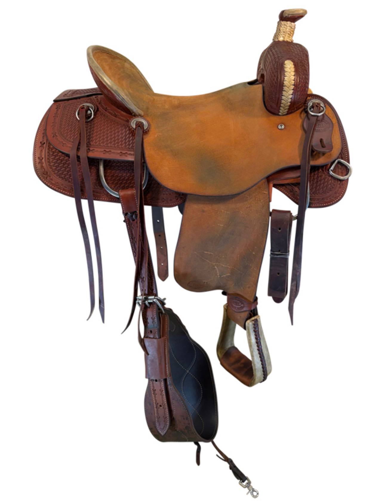 17 Inch Used HR Hud Roberts Saddlery Ranch Saddle Wide Tree 760