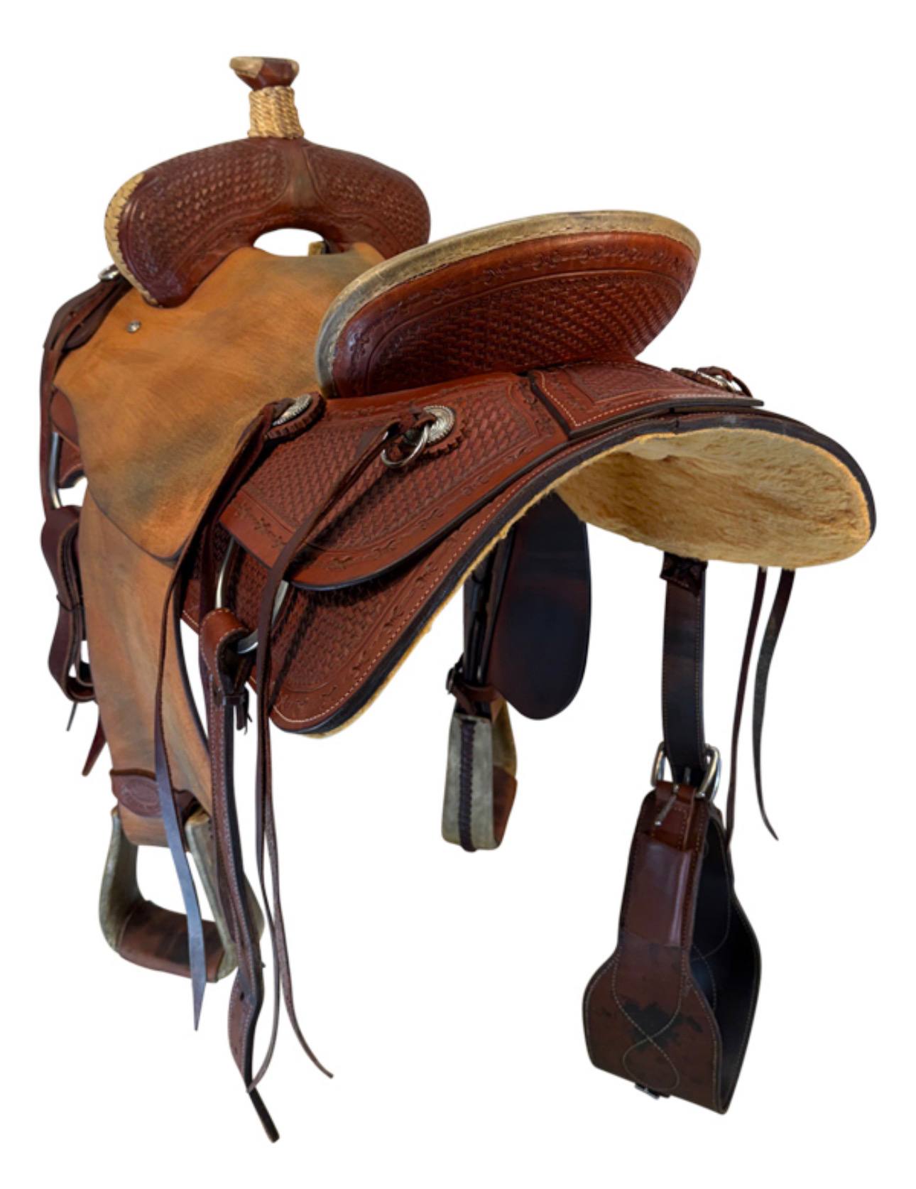17 Inch Used HR Hud Roberts Saddlery Ranch Saddle Wide Tree 760 - Image 5