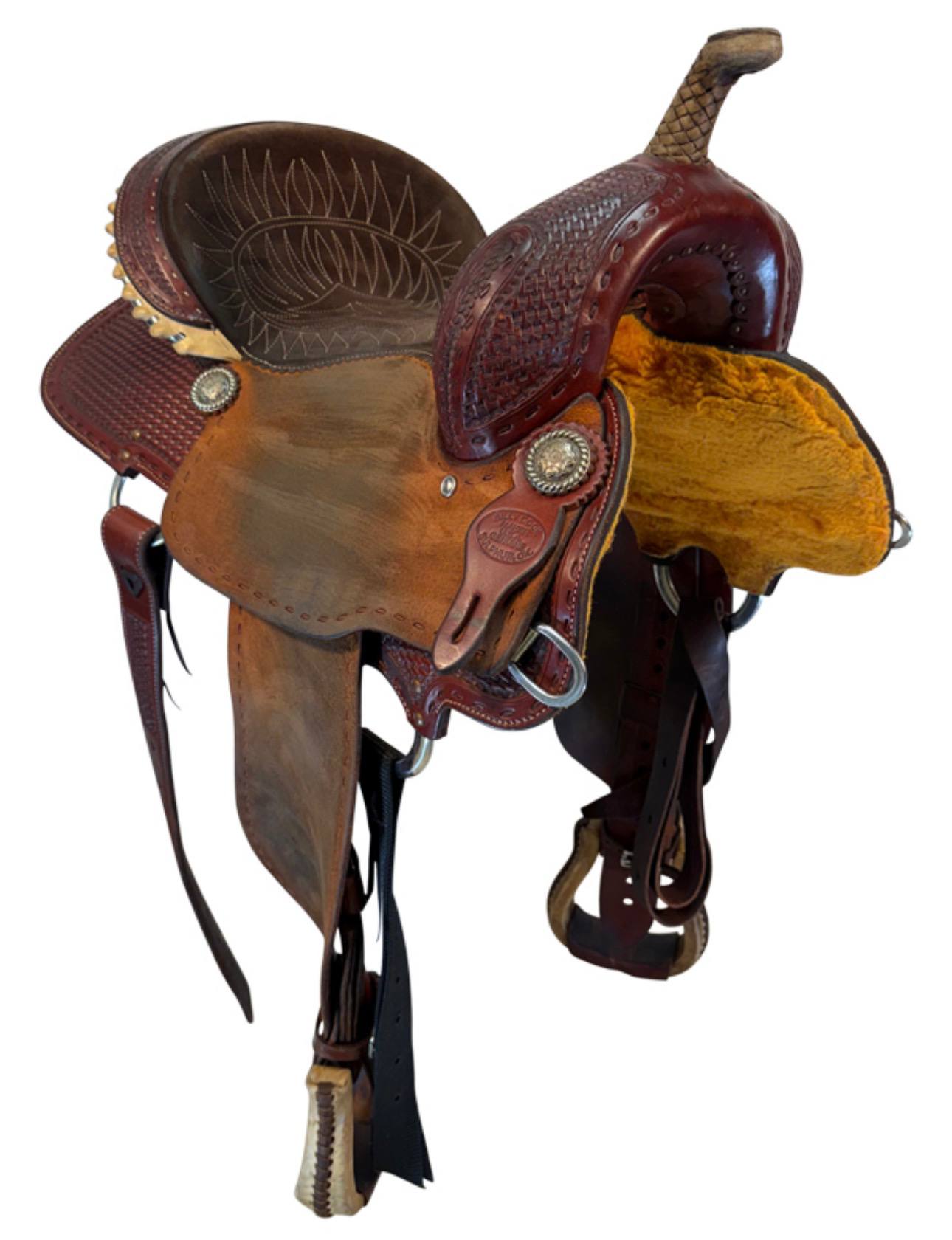15” Used Billy Cook Barrel Saddle with Wide Tree - Image 3
